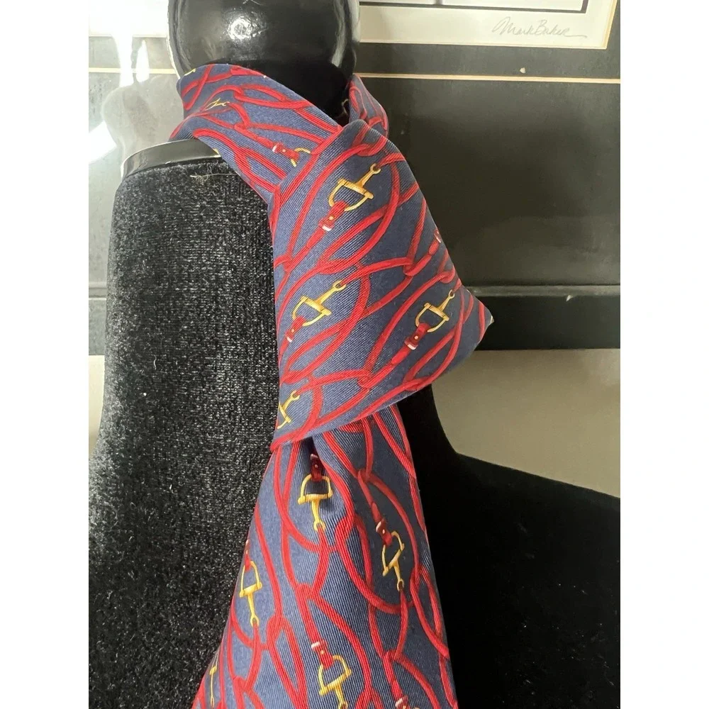 Gucci Silk Tie Horsebit Logo Print Made in Italy